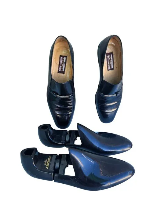 Star Artioli Vintage Handmade Italy Black Leather Horsebit Mens Loafers 9D - Picture 7 of 15